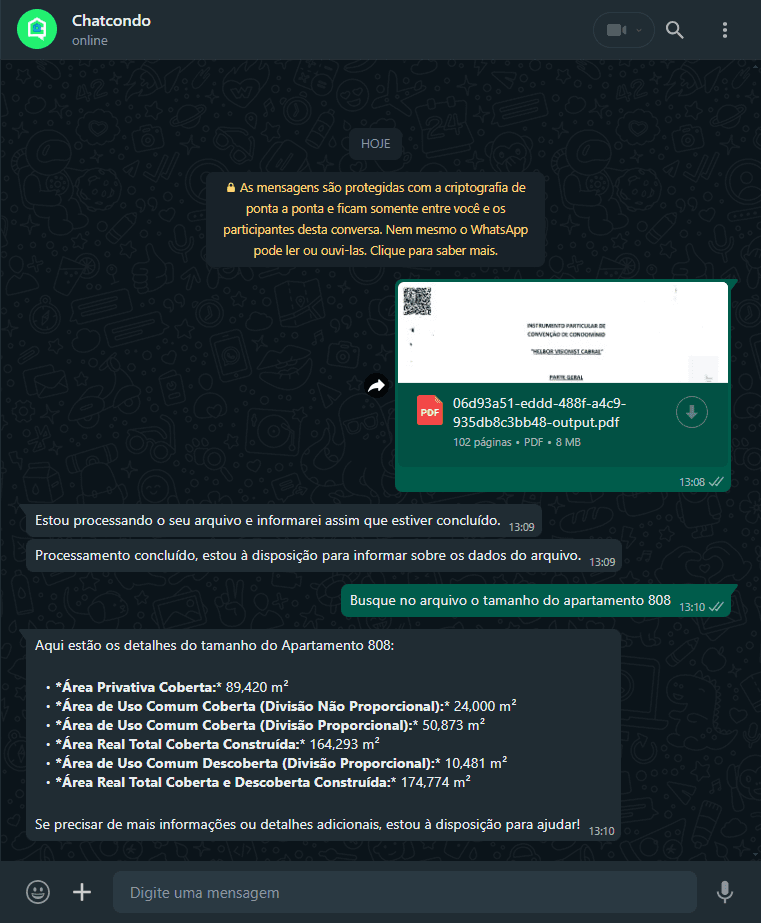Imagem de solicitação ao ChatCondo sobre o quórum necessário para a reforma de fachada