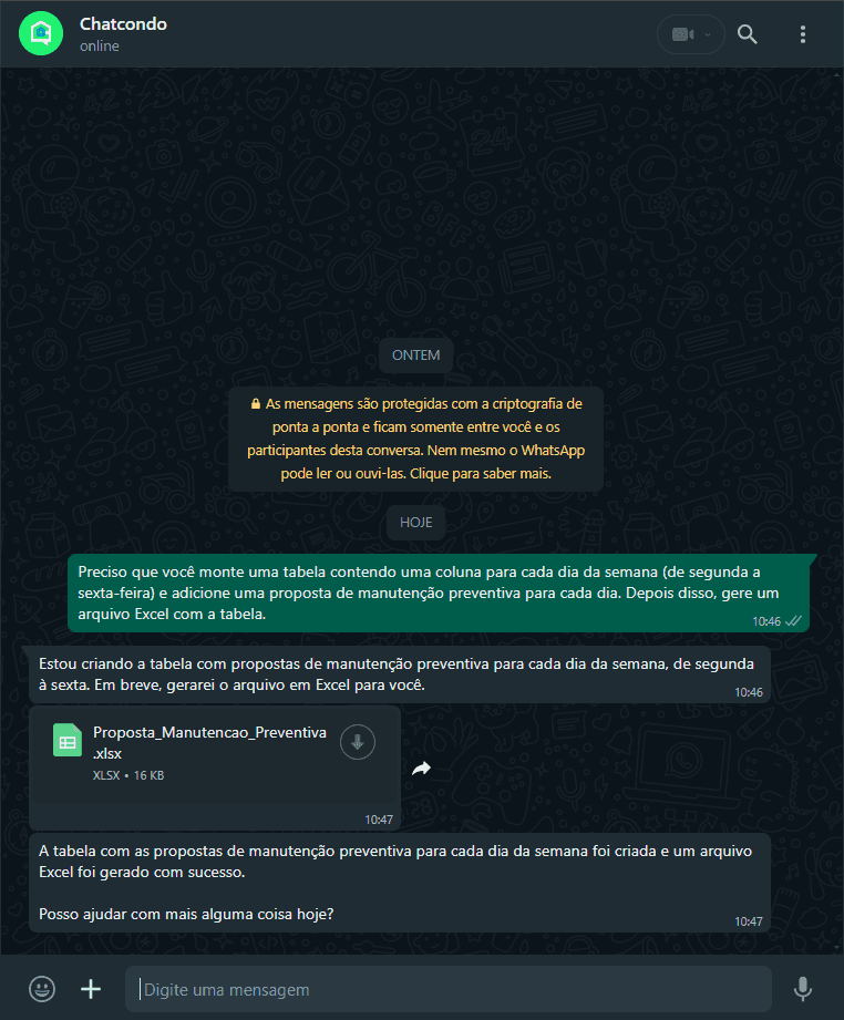 Imagem de solicitação ao ChatCondo sobre o quórum necessário para a reforma de fachada